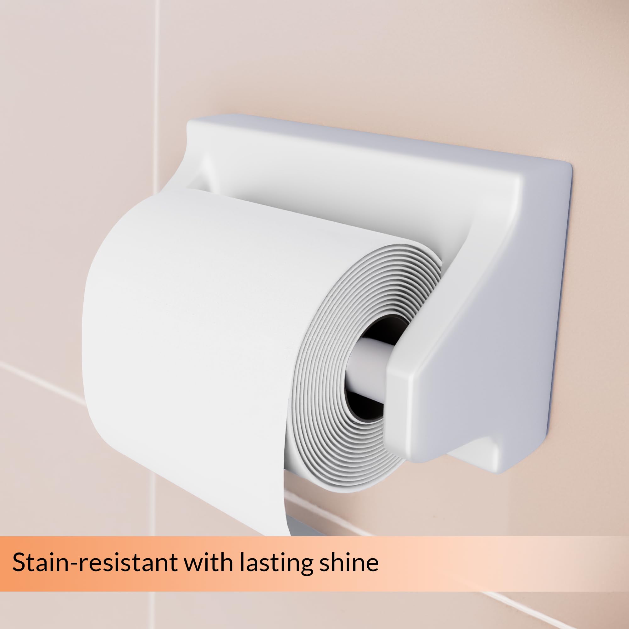 PROPLUS Ceramic Toilet Tissue Holder with Grout-Free Installation - Elegant Bathroom Accessory for Modern Homes, Perfect for Powder Rooms, Guest Baths & Master Suites