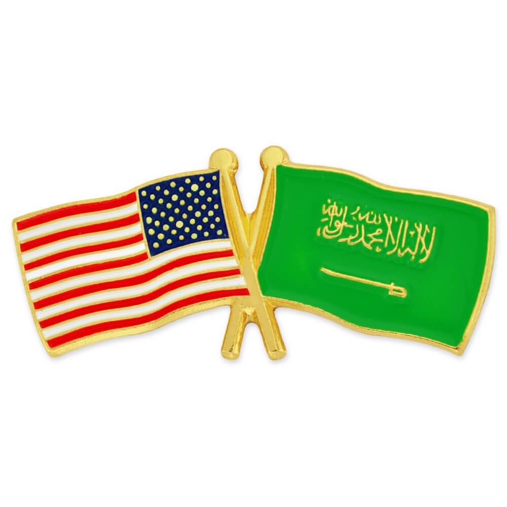 USA Saudi Arabia Friendship Flag Enamel Lapel Pin - Crossed Country Flags Brooch for Hats, Jackets, Backpacks - Perfect for Diplomatic Events, Cultural Exchanges & International Travel