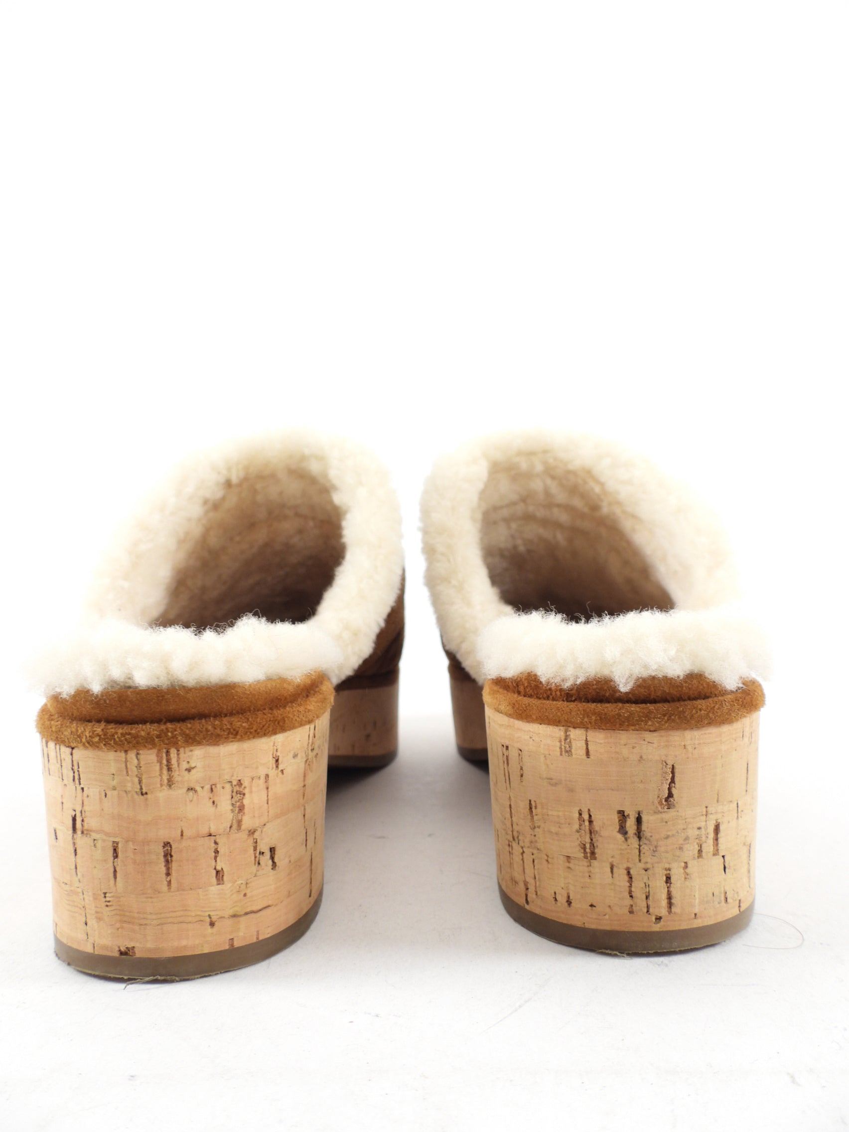 Chanel 21A Brown Shearling CC Turn Clasp Quilted Cork Mules Size 37 - Luxury Shearling Slippers for Women | Perfect for Winter Comfort & Home Relaxation