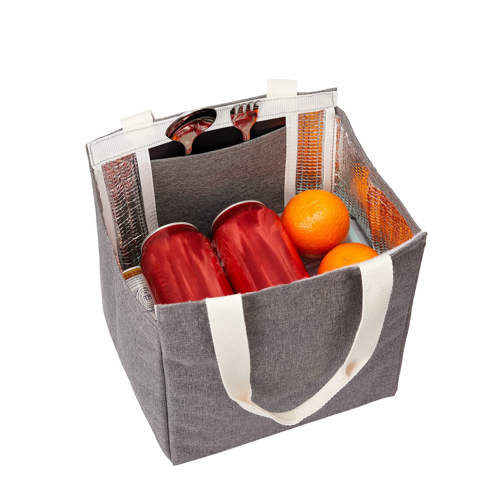 Eco-Friendly Insulated Lunch Bag for Women & Men - Reusable, Waterproof Cooler Tote for Work, School & Picnics - Portable Meal Container (Grey)