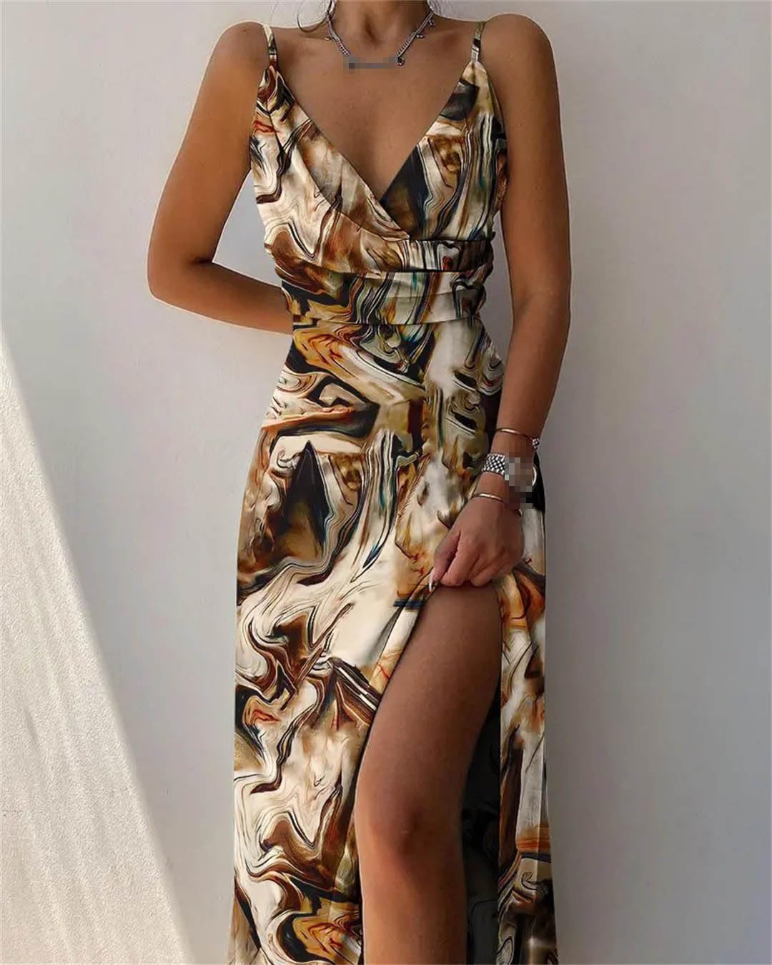 Women's Sexy Backless Long Dress - Floral Print Sleeveless Summer Swing Maxi Dress for Beach Vacation, Party & Date Night | Lightweight Flowy Camisole Dress for Women
