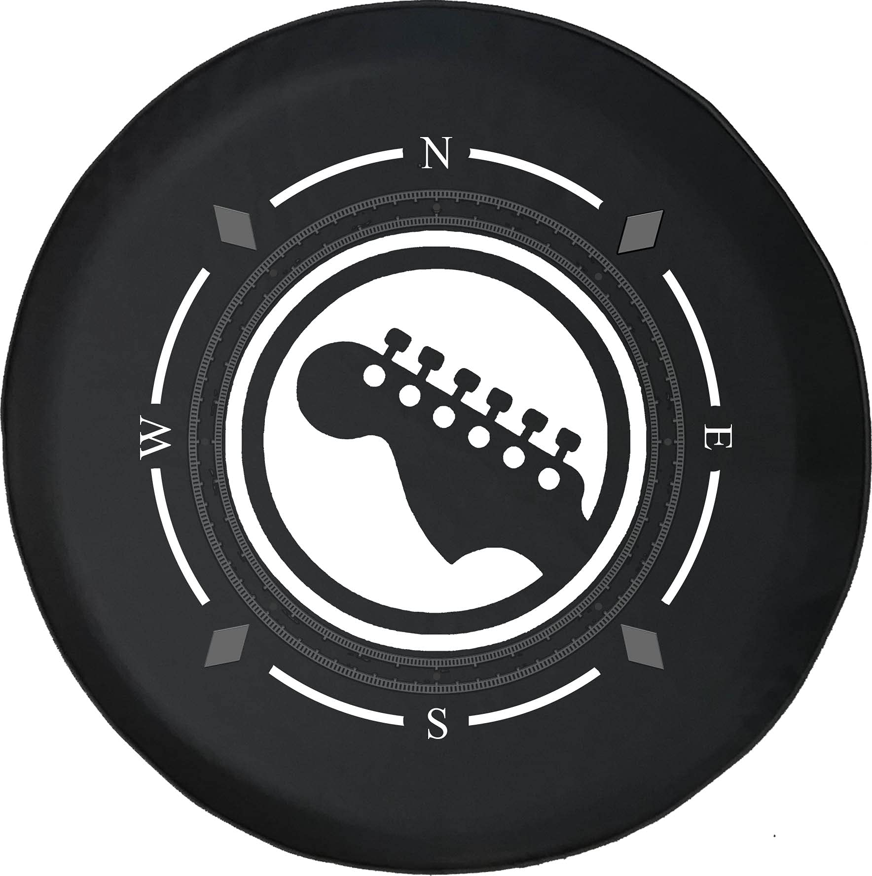 American Unlimited Spare Tire Cover with Compass Design - Bass & Electric Guitar Music Theme - Universal Fit for SUV, Trailer, RV & Most Vehicles - Perfect for Road Trips, Camping & Outdoor Adventures