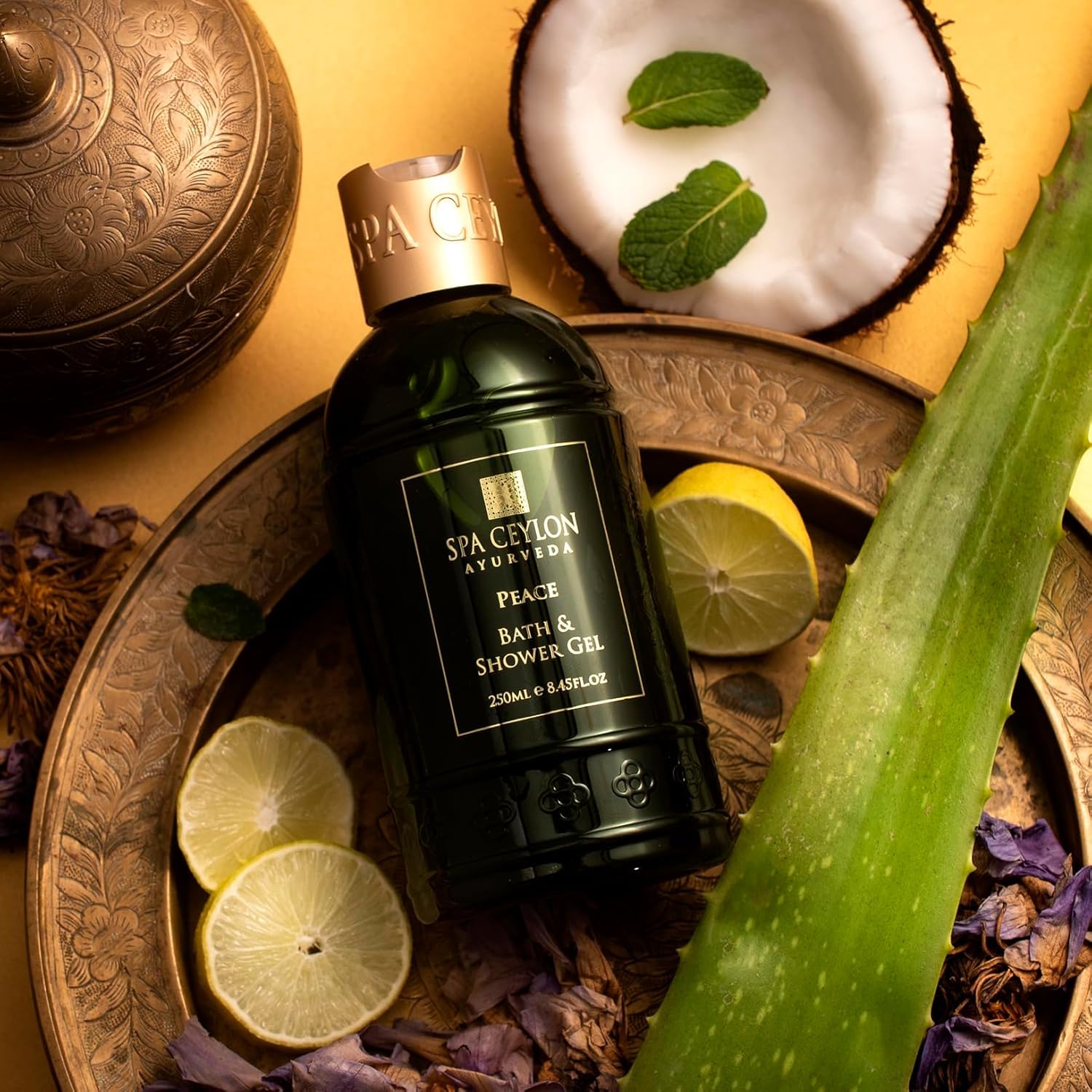 SPA CEYLON Peace Bath and Shower Gel - Lemongrass & Lavender Infused Herbal Body Wash with Aloe Vera | Hydrating, Cruelty-Free & Vegan Formula | Promotes Relaxation & Harmony | Perfect for Spa Nights, Stress Relief & Aromatherapy