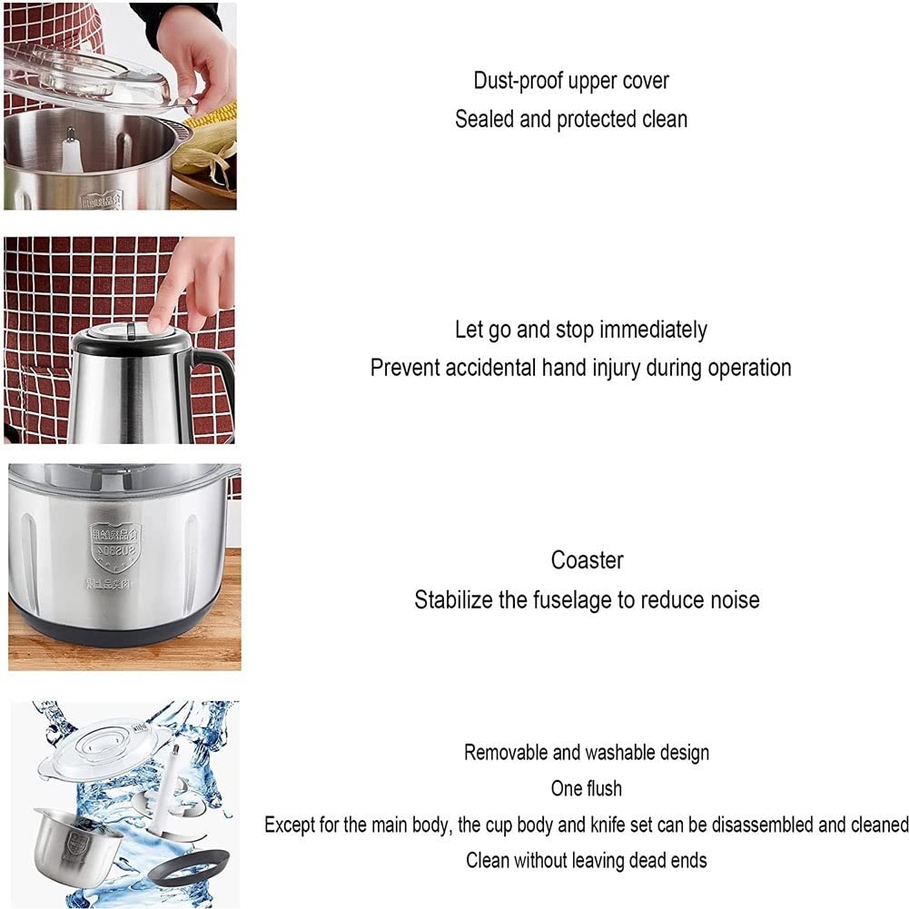 400W Powerful Electric Food Processor - BPA-Free Stainless Steel Chopper for Garlic, Meat, Veggies, Fruits & Nuts - 2-Speed Adjustable Blender - Perfect for Meal Prep, Smoothies & Home Cooking