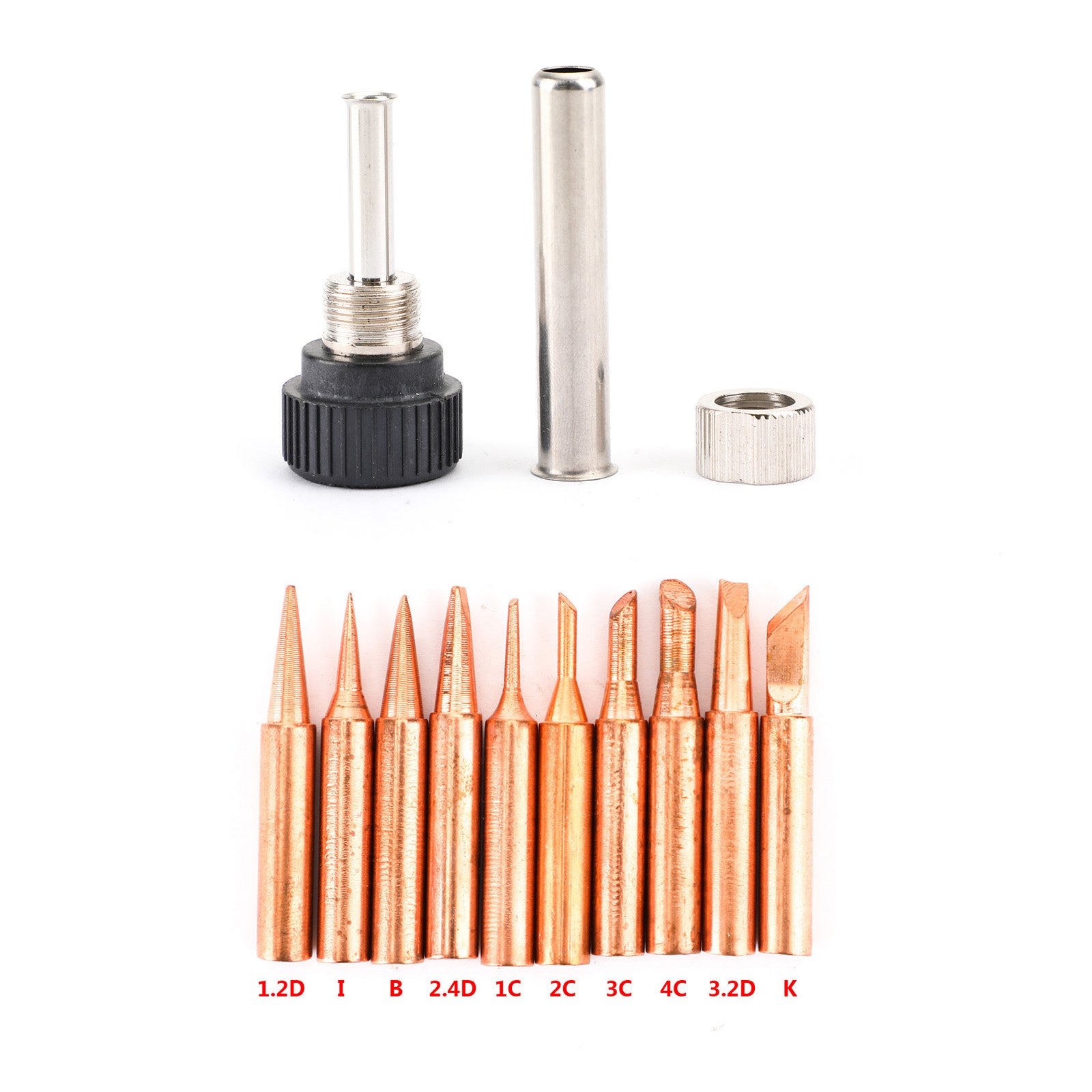 10-Piece 900M High-Performance Soldering Iron Tip Set - Pure Copper Solder Tips with Iron Casing for Electronics Repair, DIY Projects & Jewelry Making