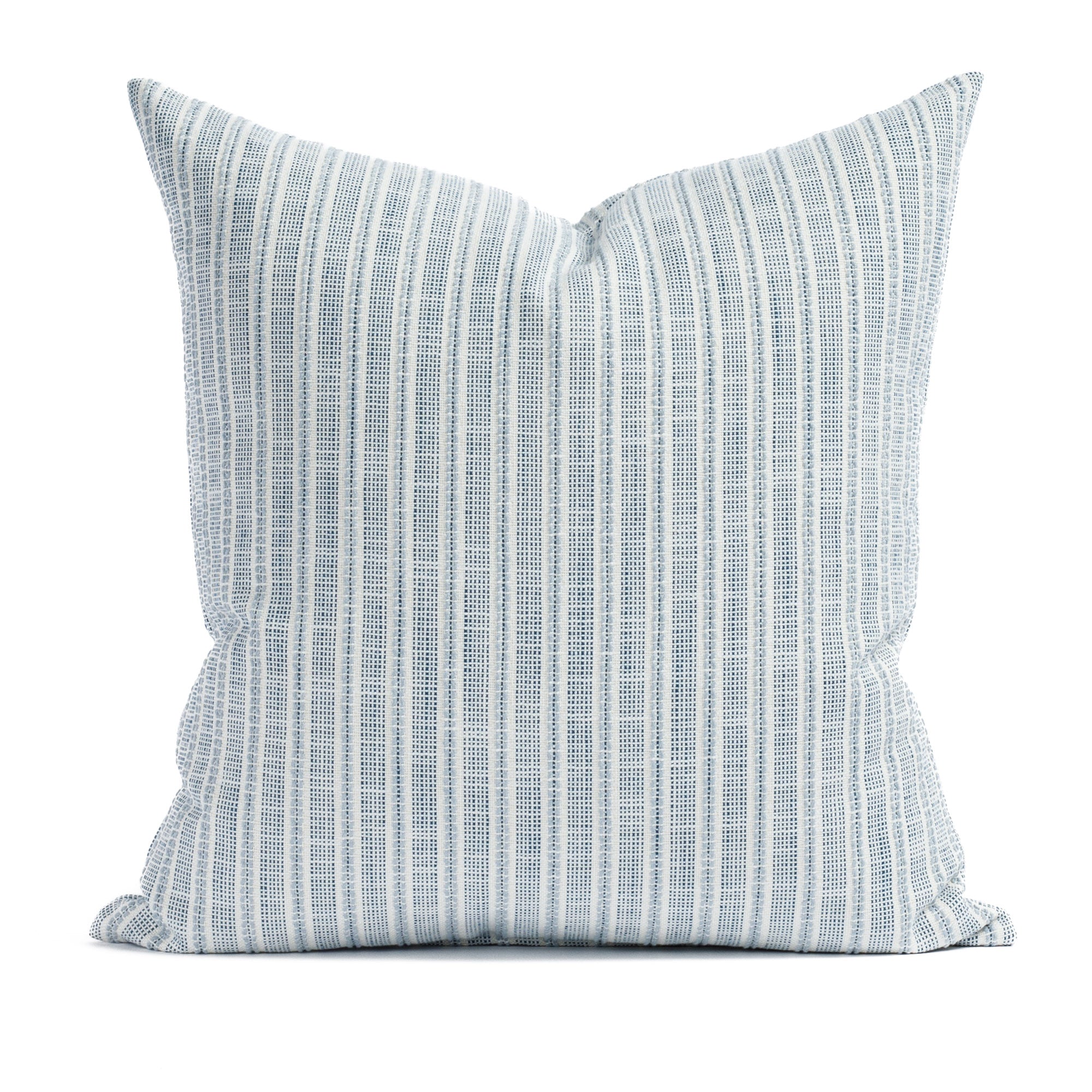 Amalfi Stripe 20x20 Outdoor Decorative Throw Pillow Cover - Indigo Blue Waterproof Cushion for Patio, Poolside, Garden & Porch Decor