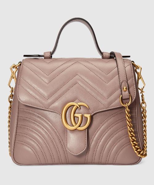 Gucci GG Marmont Small Top Handle Bag in Dusty Pink Matelassé Leather - Perfect for Date Nights & Special Occasions