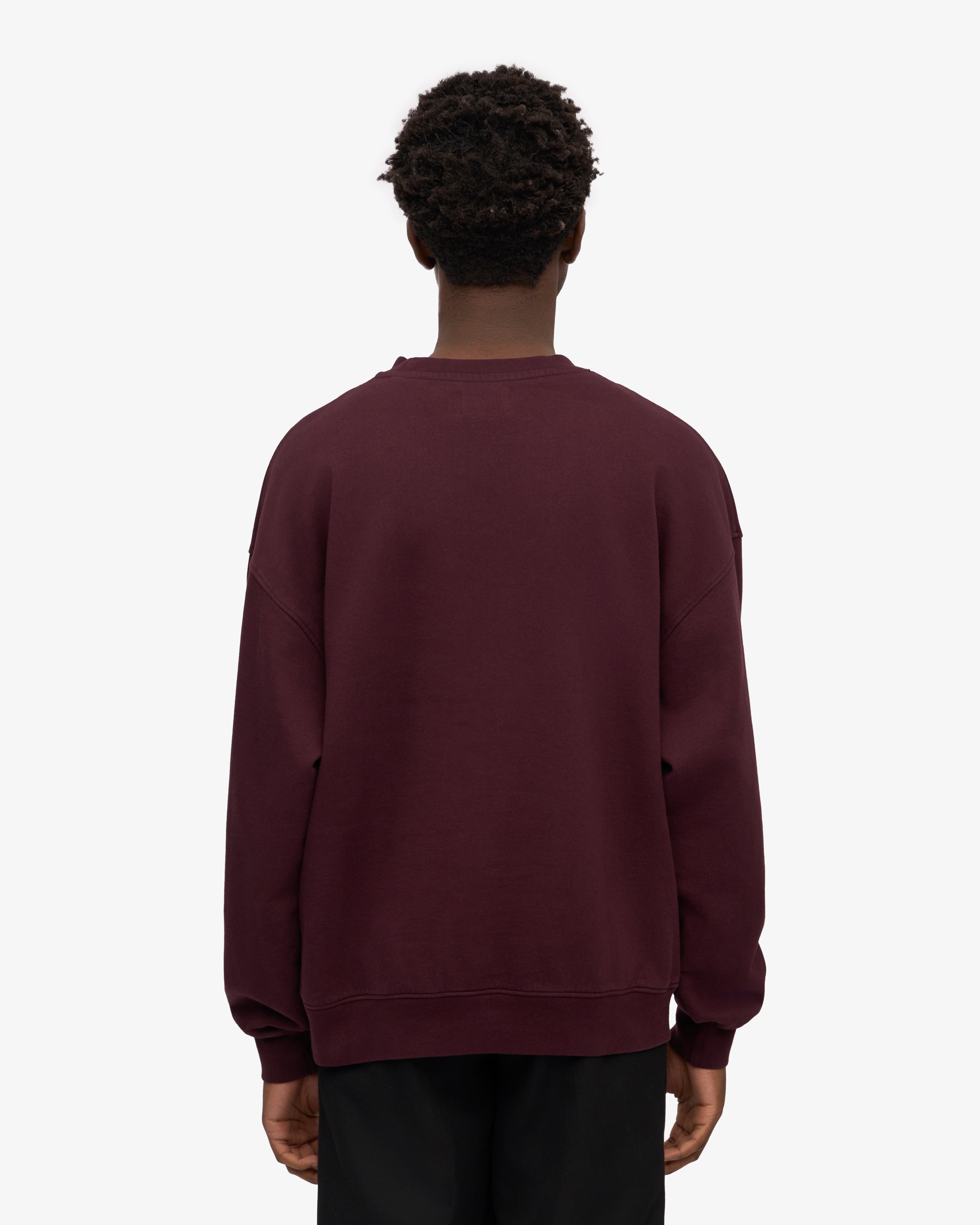 Organic Oversized Crewneck Sweatshirt in Oxblood Red - Cozy & Stylish for Casual Wear, Loungewear, and Fall Fashion