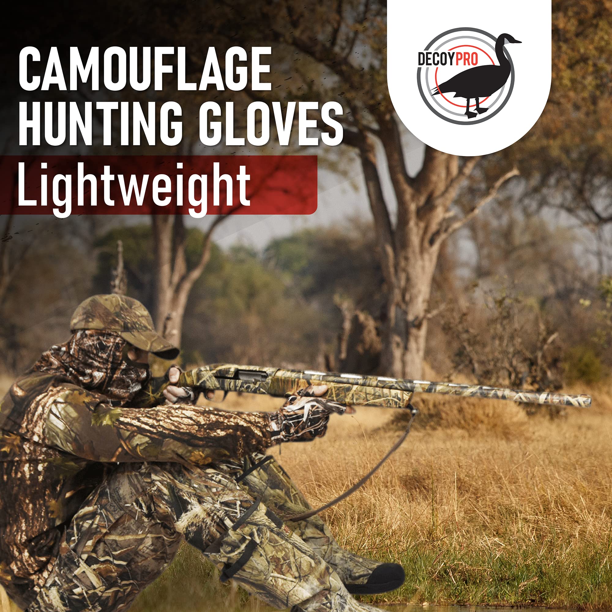 DecoyPro Camo Hunting Gloves for Men - Waterproof & Warm Turkey Duck Hunting Gear, XL & Large Sizes - Ideal for Waterfowl Hunting & Outdoor Adventures