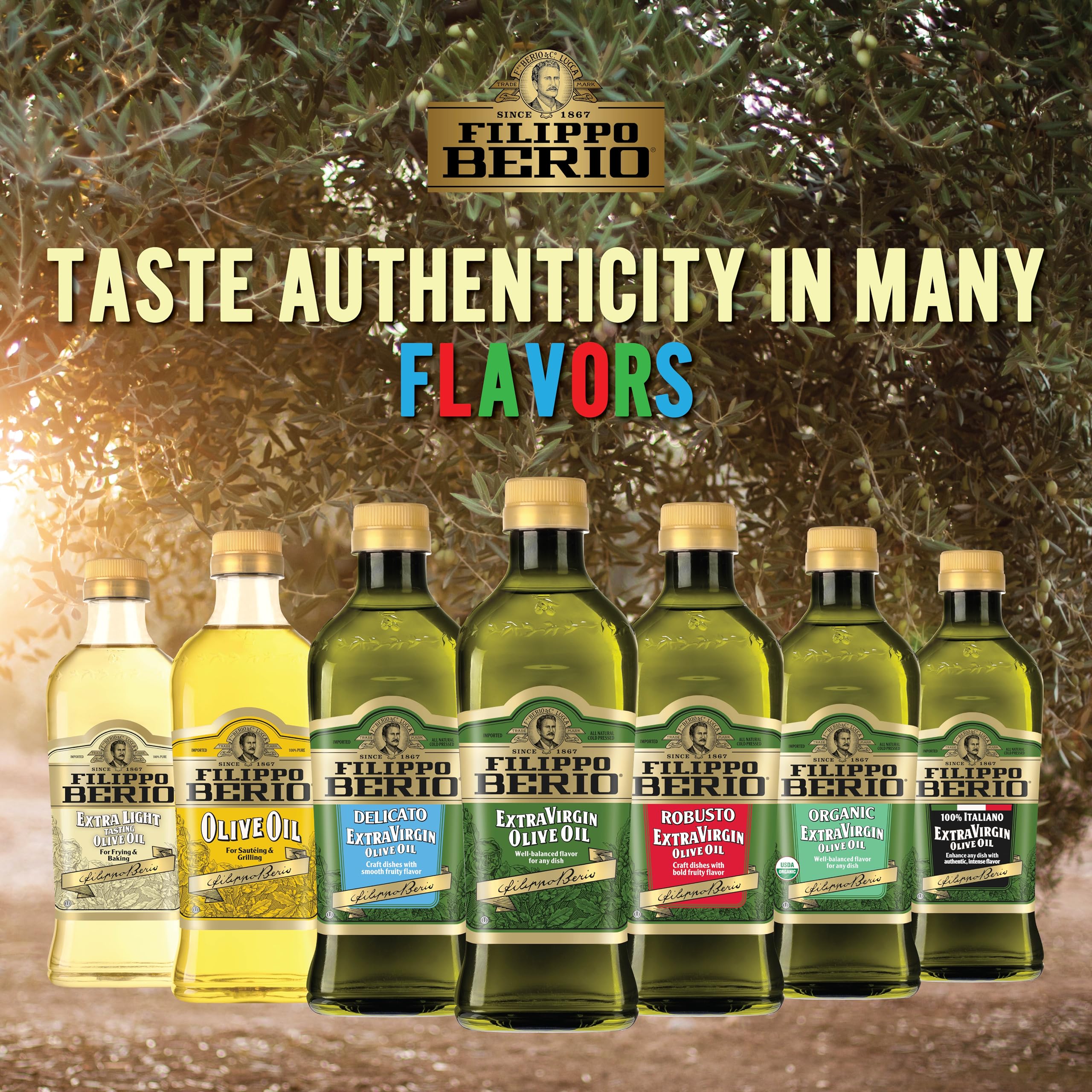 Filippo Berio Extra Virgin Olive Oil - 50.7 oz (1.5L) rPET Eco-Friendly Bottle, Pack of 6 | Premium Cooking Oil for Salads, Pasta & Mediterranean Dishes
