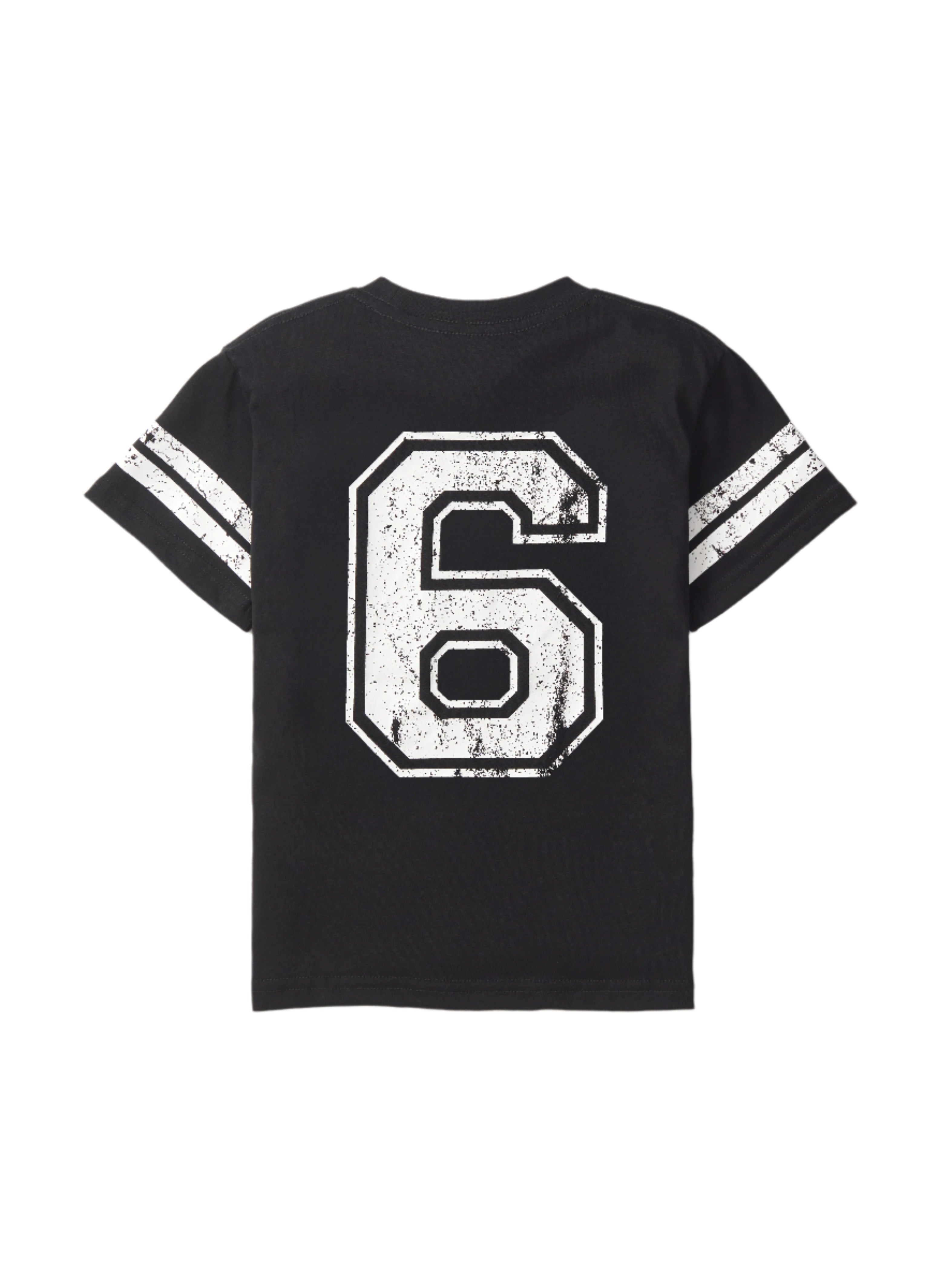Varsity 6th Birthday Elevated T-Shirt - Black | Trendy Kids Party Outfit for School Celebrations & Birthday Photos