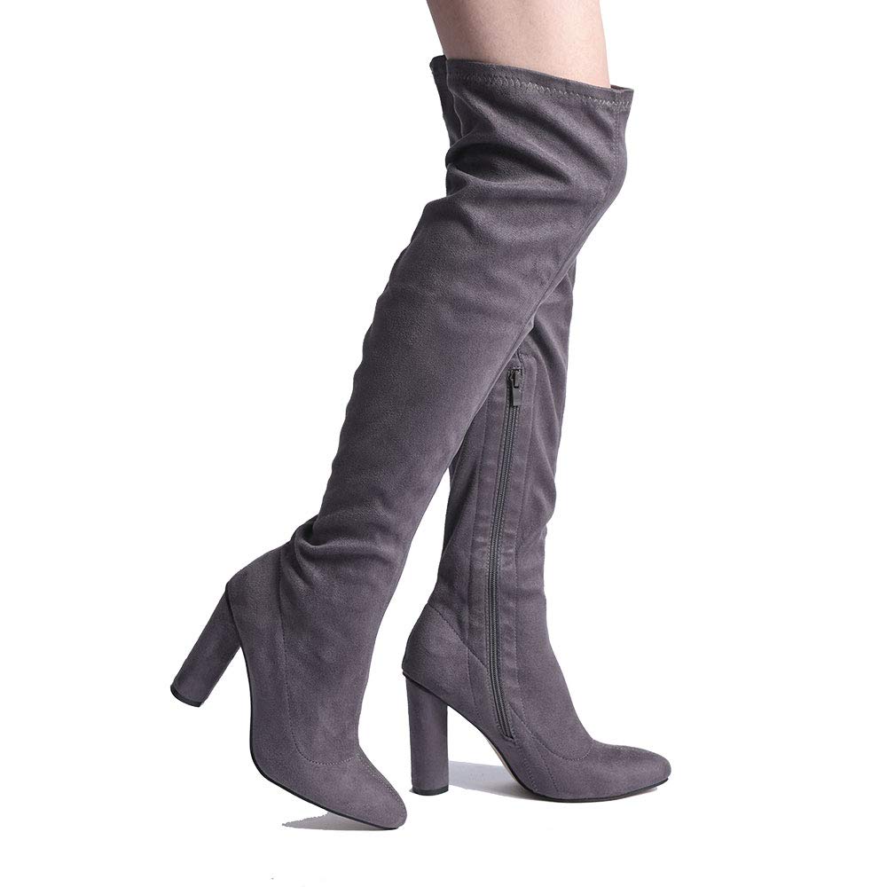 Women's Over The Knee Boots - Chunky Block Heel Thigh High Boots for Women, Fashionable Dress Boots for Party, Night Out, and Winter Style
