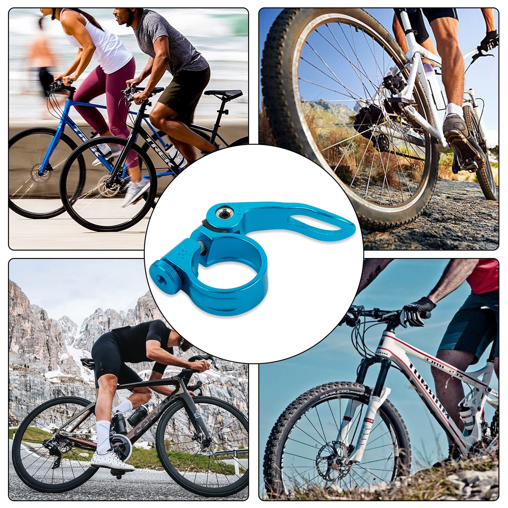 PSLER 28.6mm Bike Seat Post Clamp Quick Release - Mountain, Road & Casual Bicycle Seatpost Clamp (Blue) | Perfect for MTB, Commuting & Cycling Upgrades