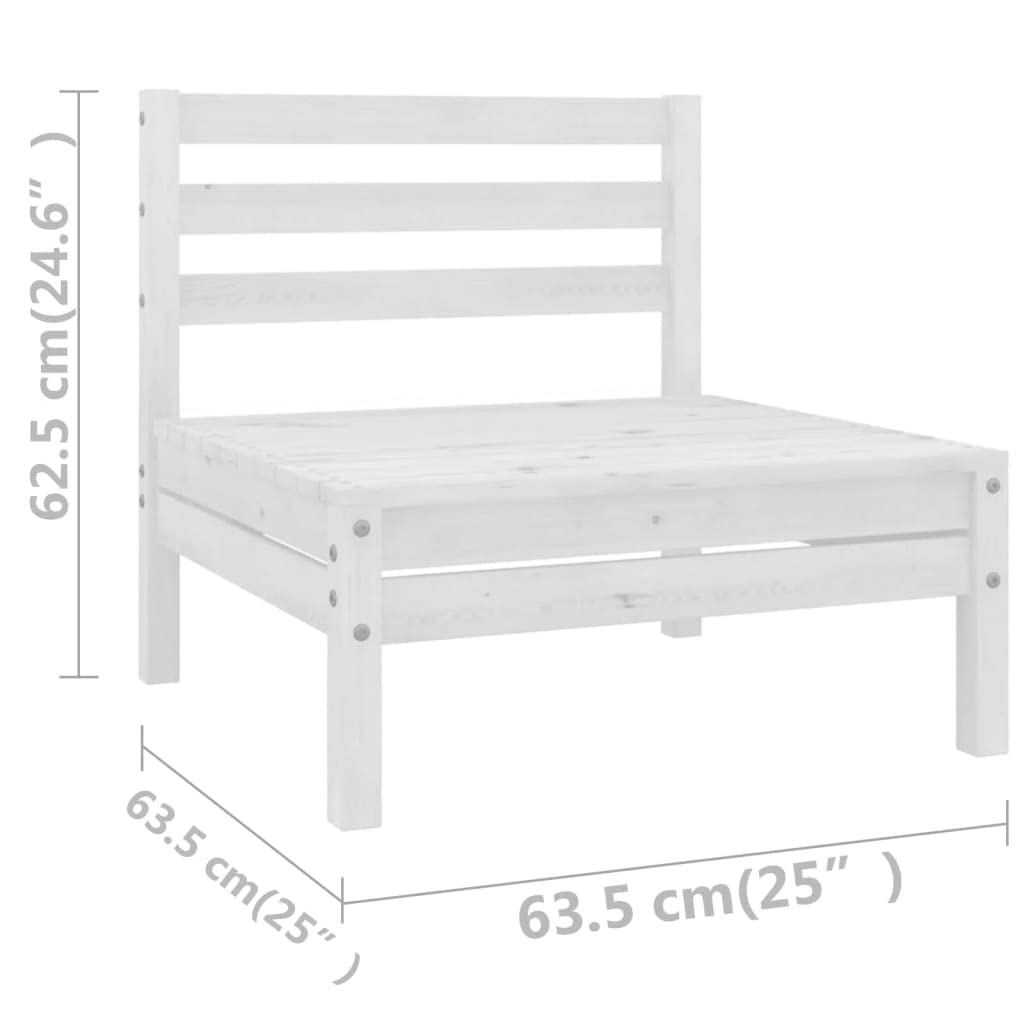 10-Piece White Solid Pinewood Outdoor Patio Furniture Set - All-Weather Resistant Garden Dining Table & Conversation Sofa for Backyard, Poolside, and Deck Relaxation