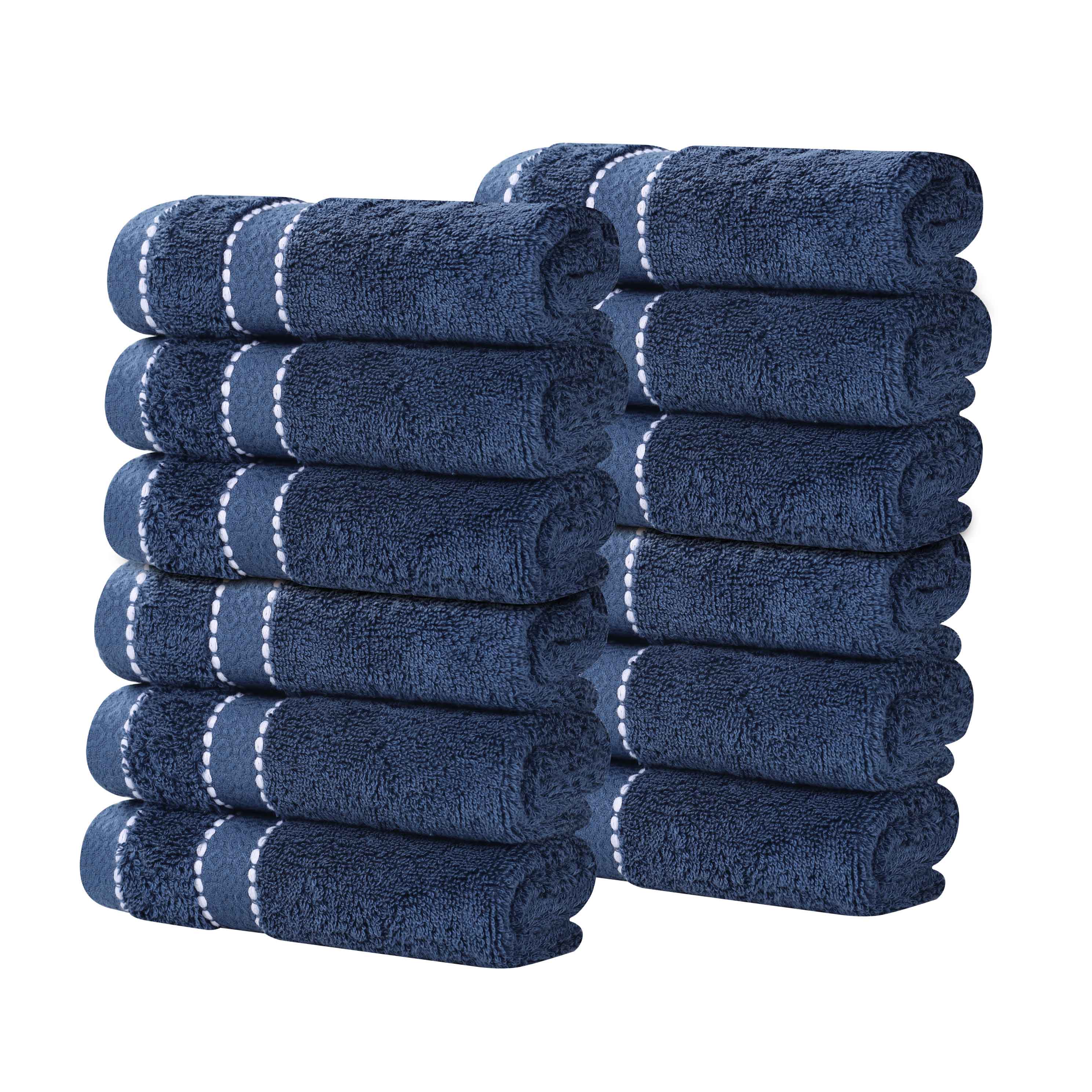 Premium Giza Cotton Dobby Face Towels - Set of 12 | Ultra Absorbent & Soft Egyptian Cotton | Perfect for Spa, Gym, Travel & Daily Skincare Routine