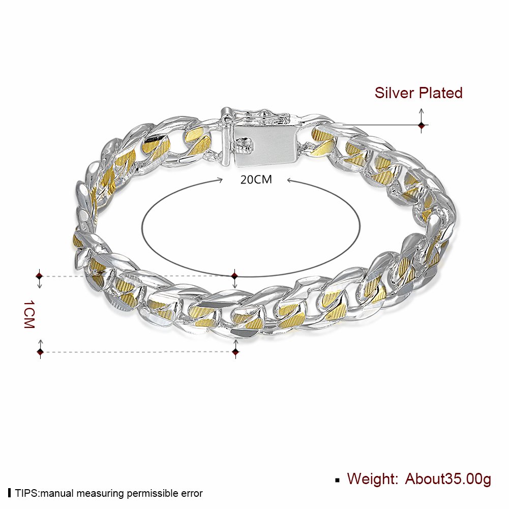 Greendou 10MM Sideway Chain Bracelet for Men & Women - Gold & Silver Double Color Fashion Jewelry | Perfect for Casual Wear, Parties & Gifts