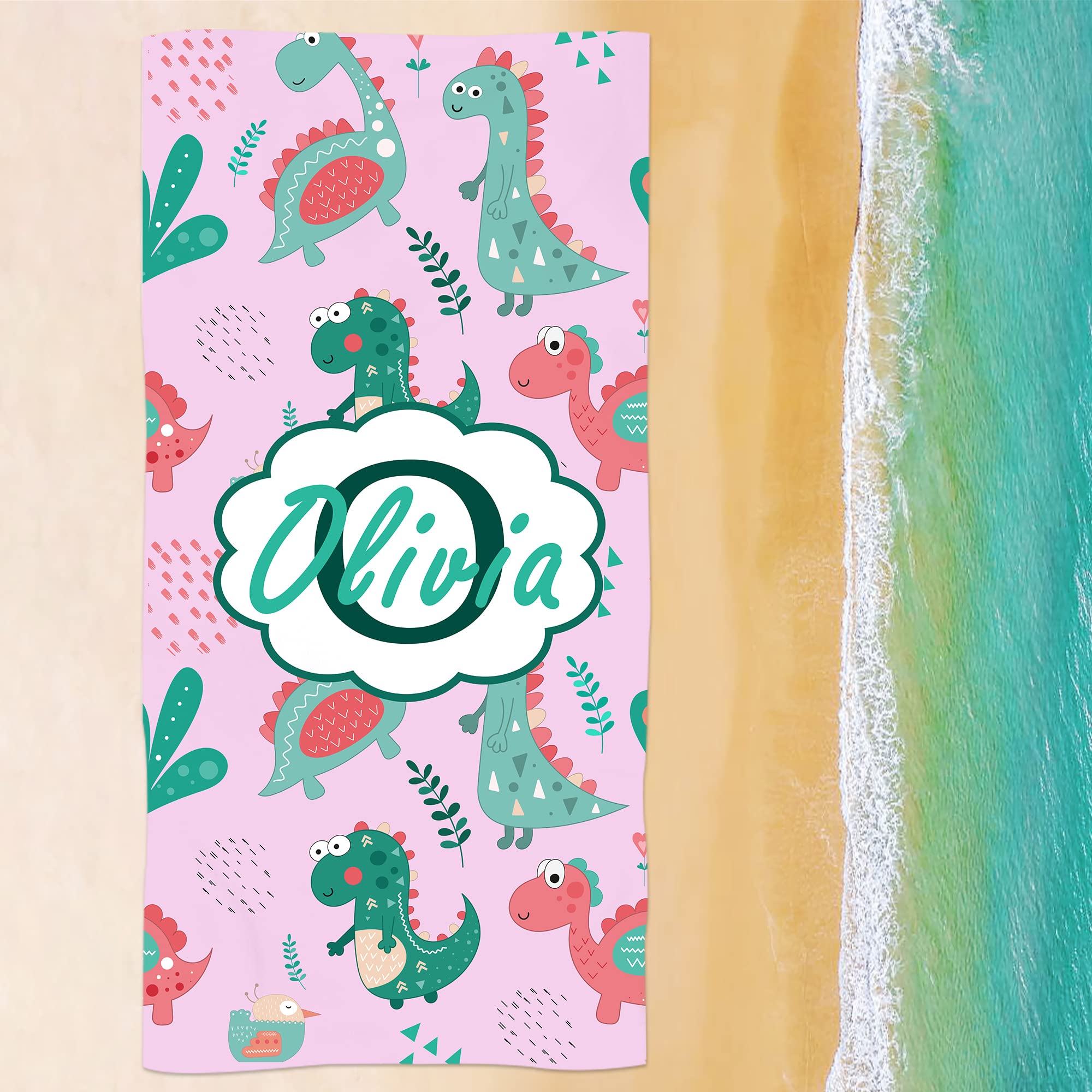 Custom Monogrammed Kids Beach Towels for Girls - Personalized Name, Quick-Dry Super Soft Absorbent Cotton - Perfect for Pool, Beach, Swim & Bath - Ideal Birthday Gift for Toddlers & Children