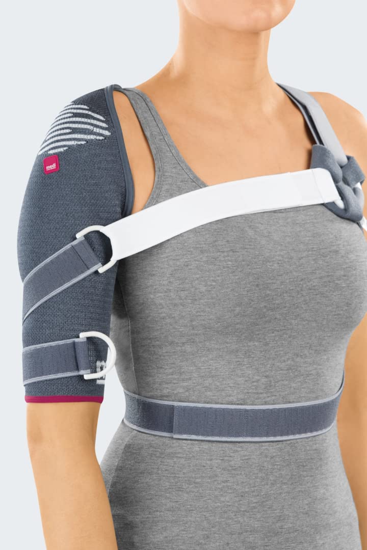 Omomed Knit Shoulder Support Brace for Left Arm - Silver | Adjustable Compression Sleeve for Pain Relief & Injury Recovery | Ideal for Sports, Arthritis & Post-Surgery Support