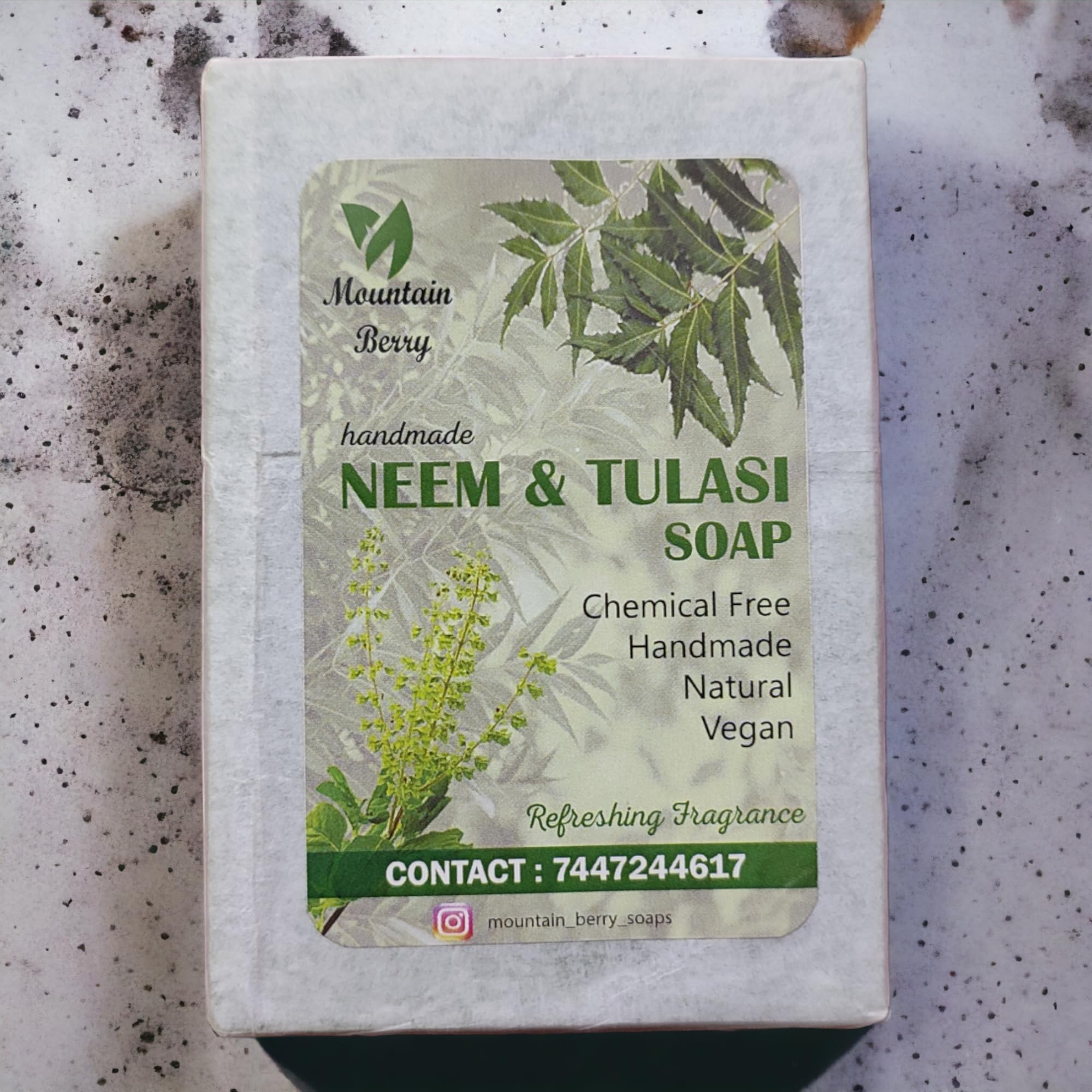 Organic Neem & Tulsi Handmade Soap for Glowing Skin - Antibacterial, Soothing, Detoxifying & Moisturizing Bar (120g) | Ideal for Acne-Prone Skin, Daily Cleansing & Ayurvedic Skincare Routine