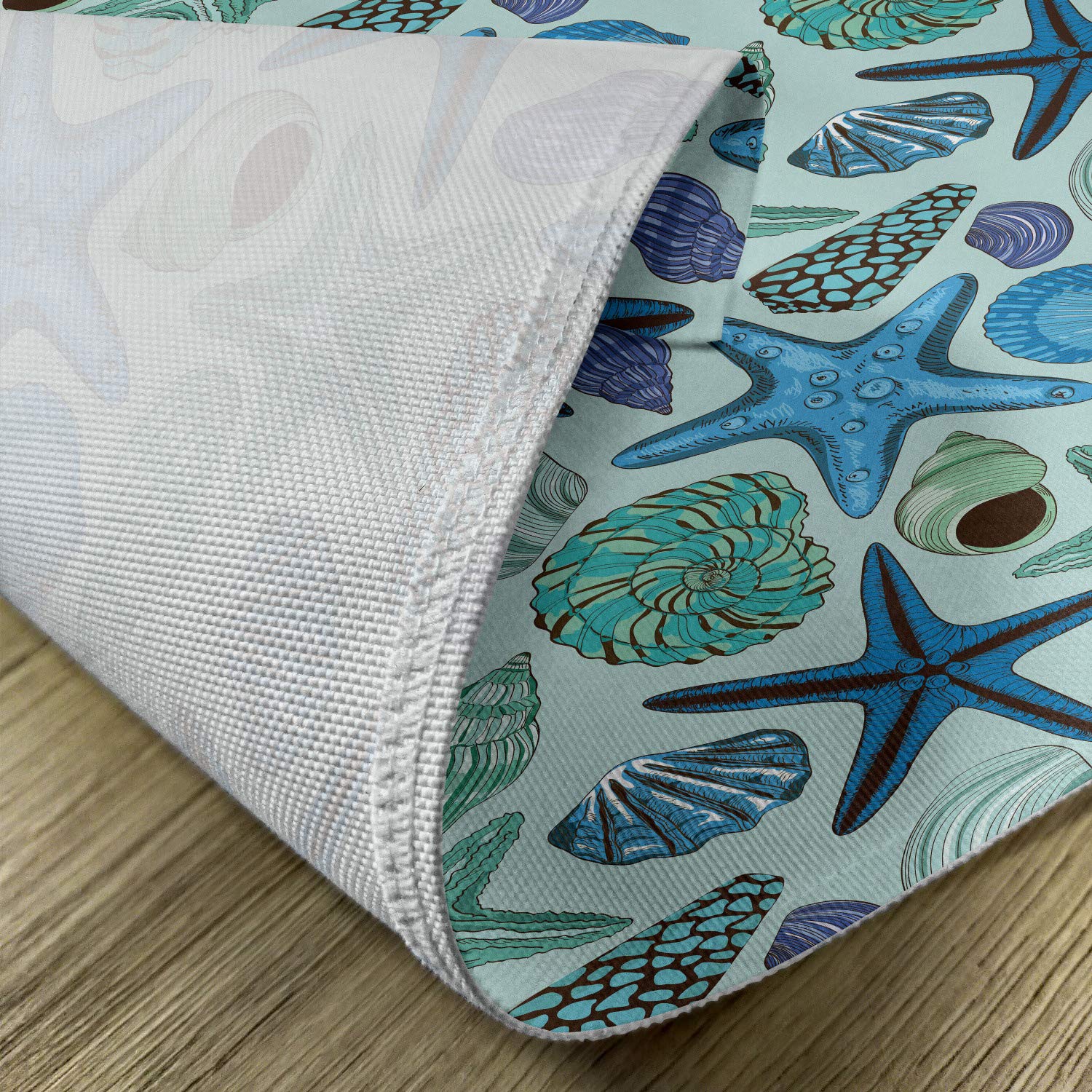 Ambesonne Starfish Place Mats Set of 4 - Tropical Seashell & Ocean Theme Washable Fabric Dining Table Mats - Blue Seafoam Standard Size for Beach House, Coastal Decor & Summer Entertaining