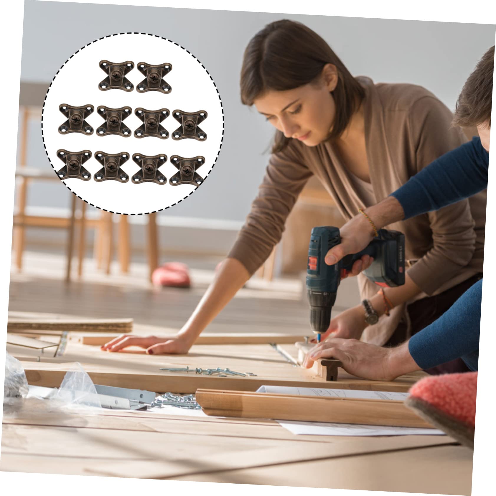 DOITOOL 10-Piece Heavy Duty Zinc Alloy & Bronze Corner Brackets for Furniture - Reinforced Shelf, Table, and Bed Supports - Perfect for Home, Office, and DIY Furniture Projects