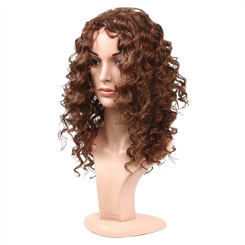 Brown Kinky Curly Shoulder Length Wig for Women - Fluffy Natural Looking Synthetic Hair Wig for Daily Wear & Cosplay - Perfect for Parties, Halloween & Everyday Styling