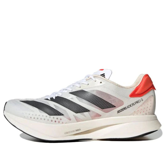 Unisex Adizero Adios Pro 2 Running Shoes - White/Carbon/Solar Red | Lightweight Racing Sneakers for Marathon & Long Distance Training | Perfect for Road Running & Competitive Athletes