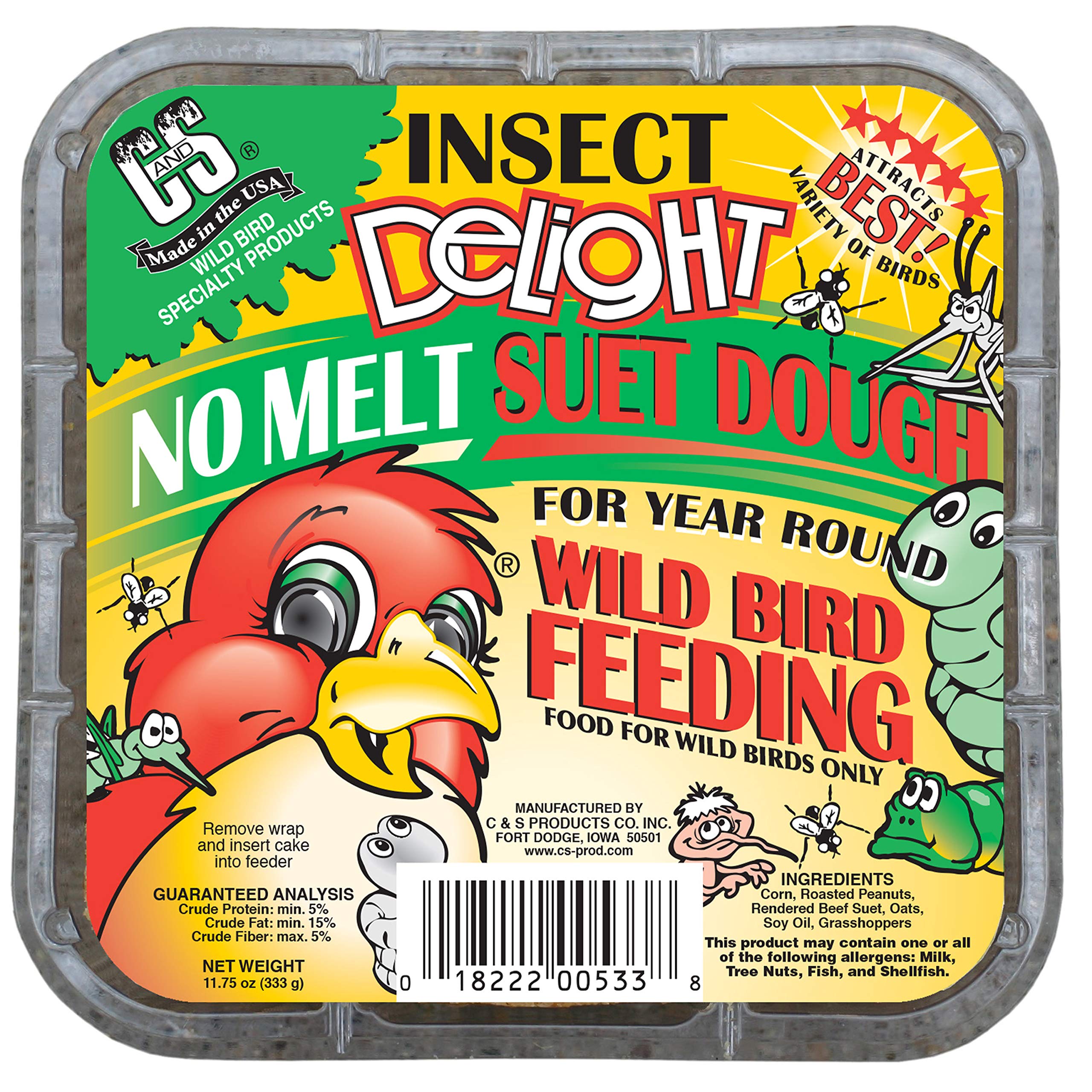 C&S Insect Delight No-Melt Suet Dough - High Energy Bird Food for Woodpeckers & Wild Birds - Perfect for Backyard Bird Feeders in Winter & Cold Weather