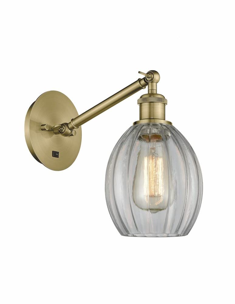 Industrial Style 1-Light Wall Sconce with Clear Glass Shade - 12.38