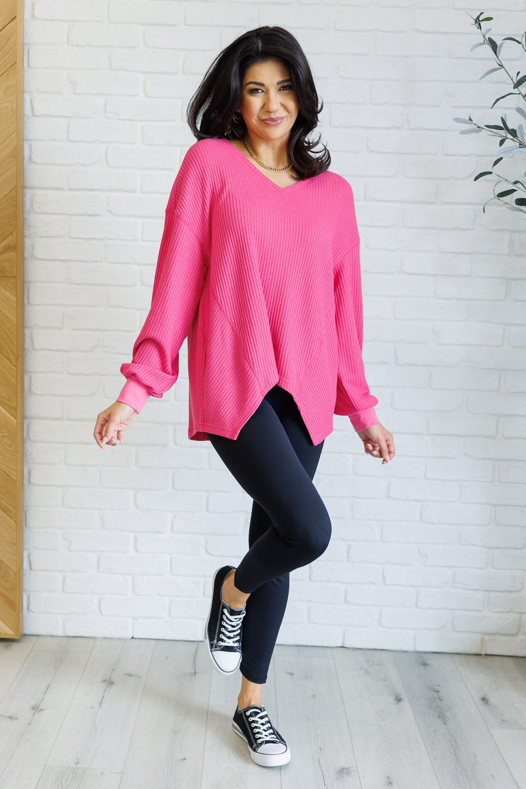 Stylish Pink V Neck Top for Women - Comfortable & Trendy Casual Wear for Everyday Outfits & Summer Fashion