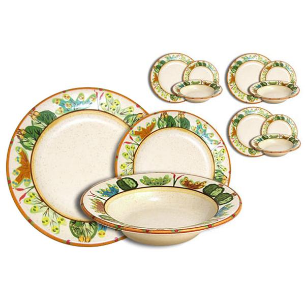 12-Piece Southwestern Desert Dinnerware Set - Tan Sonoran Desert Style for Rustic Dining & Entertaining