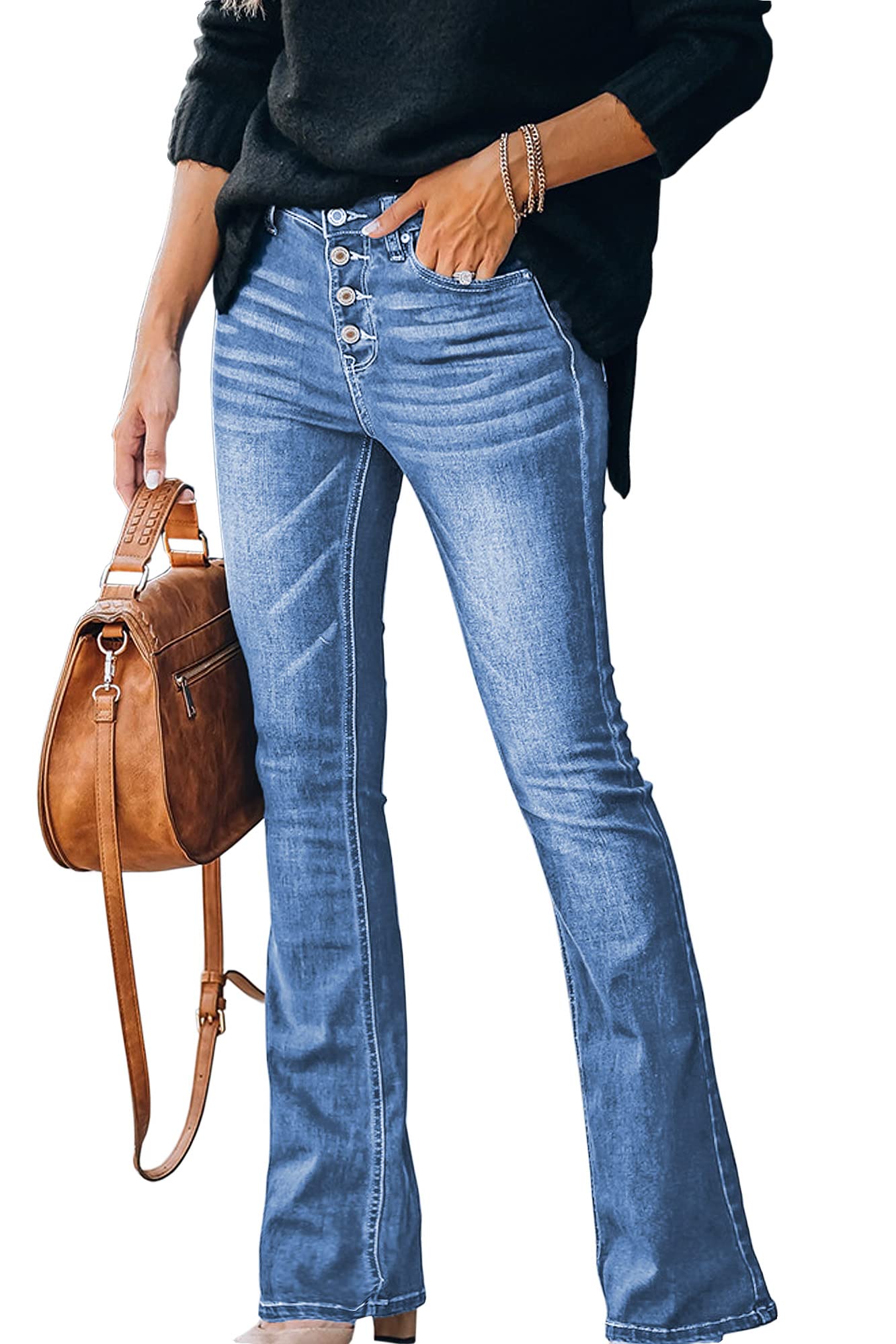 Atditama Women's Wide Leg Jeans - Mid Rise Straight Bootcut Stretch Denim Pants | Boyfriend & Mom Jeans for Casual Wear, Work & Weekend Outfits