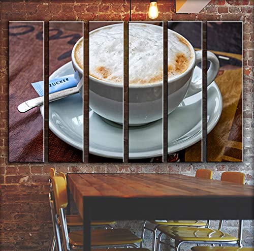 X-Large 6-Piece Coffee Theme Wall Art Set - Cappuccino Painting Canvas Prints for Home & Cafe Decor (44x67 inches) - Perfect for Living Rooms, Restaurants and Coffee Shops