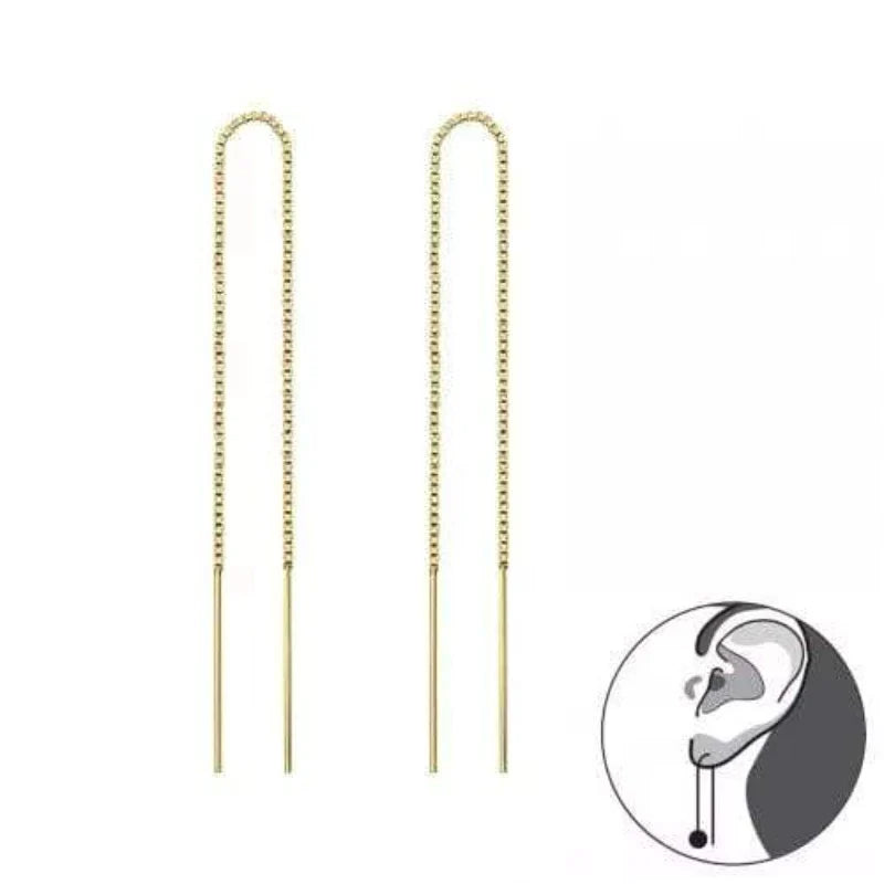 Gold Plated Long Thread Earrings for Women - Elegant Dangle Drop Earrings for Party, Wedding & Evening Outfits