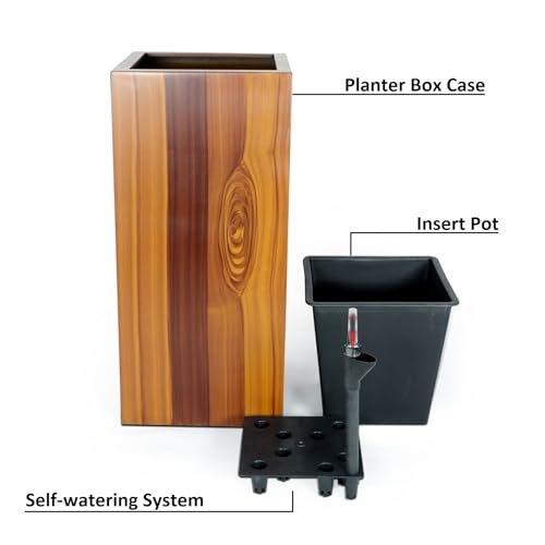 Catleza Self-Watering Square Planter Box - Durable Composite Material for Indoor/Outdoor Plants - Perfect for Home Garden, Patio, and Balcony Decor