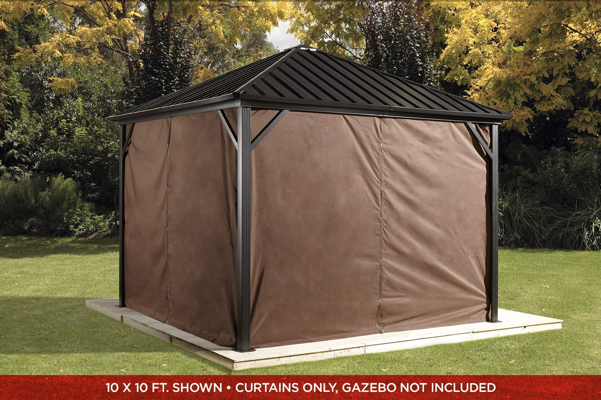 Sojag 10' x 12' Outdoor Gazebo Curtains Set of 4 - Brown Weather-Resistant Sun Shade for Dakota Gazebo, Perfect for Patio, Deck, and Backyard Privacy Protection