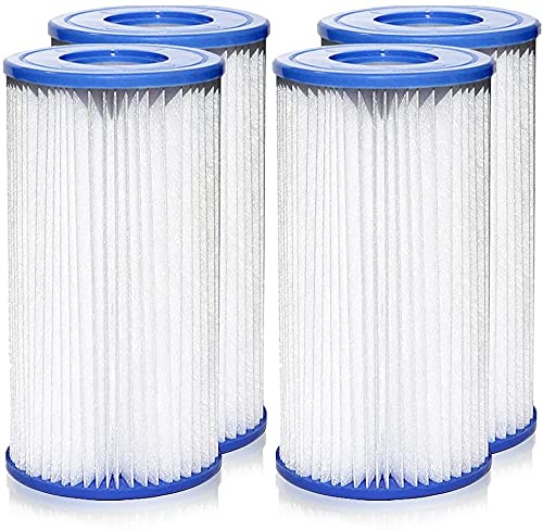TopLAD Type AC Pool Filter Cartridge 4-Pack - Replacement for Swimming Pool Filter Pumps, Easy Set Pool Cleaning System - Perfect for Inground & Above Ground Pools, Spas, and Backyard Water Features