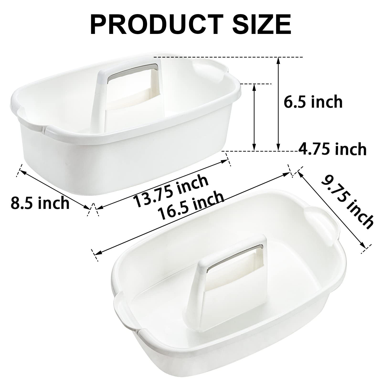 TOPZEA 2-Pack Large Plastic Cleaning Caddy with Handle - Portable Shower Tote & Under Sink Organizer Bucket for Bathroom, Kitchen, Dorm - Perfect for Housekeeping Supplies Storage & Tool Organization