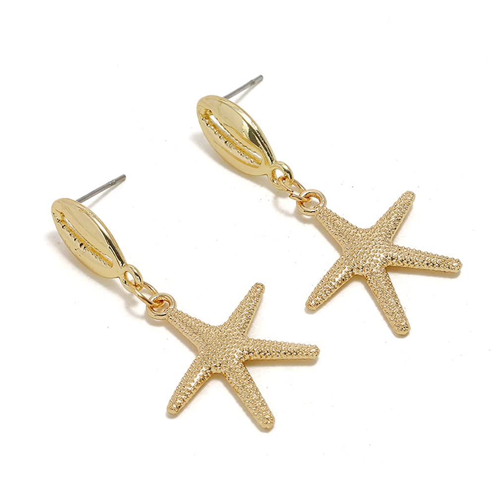Starfish Dangle Earrings for Women & Men - Boho Beach Jewelry with Shell & Sea Star Drop Design - Perfect for Summer Vacations, Beach Parties & Boho Fashion Accessories
