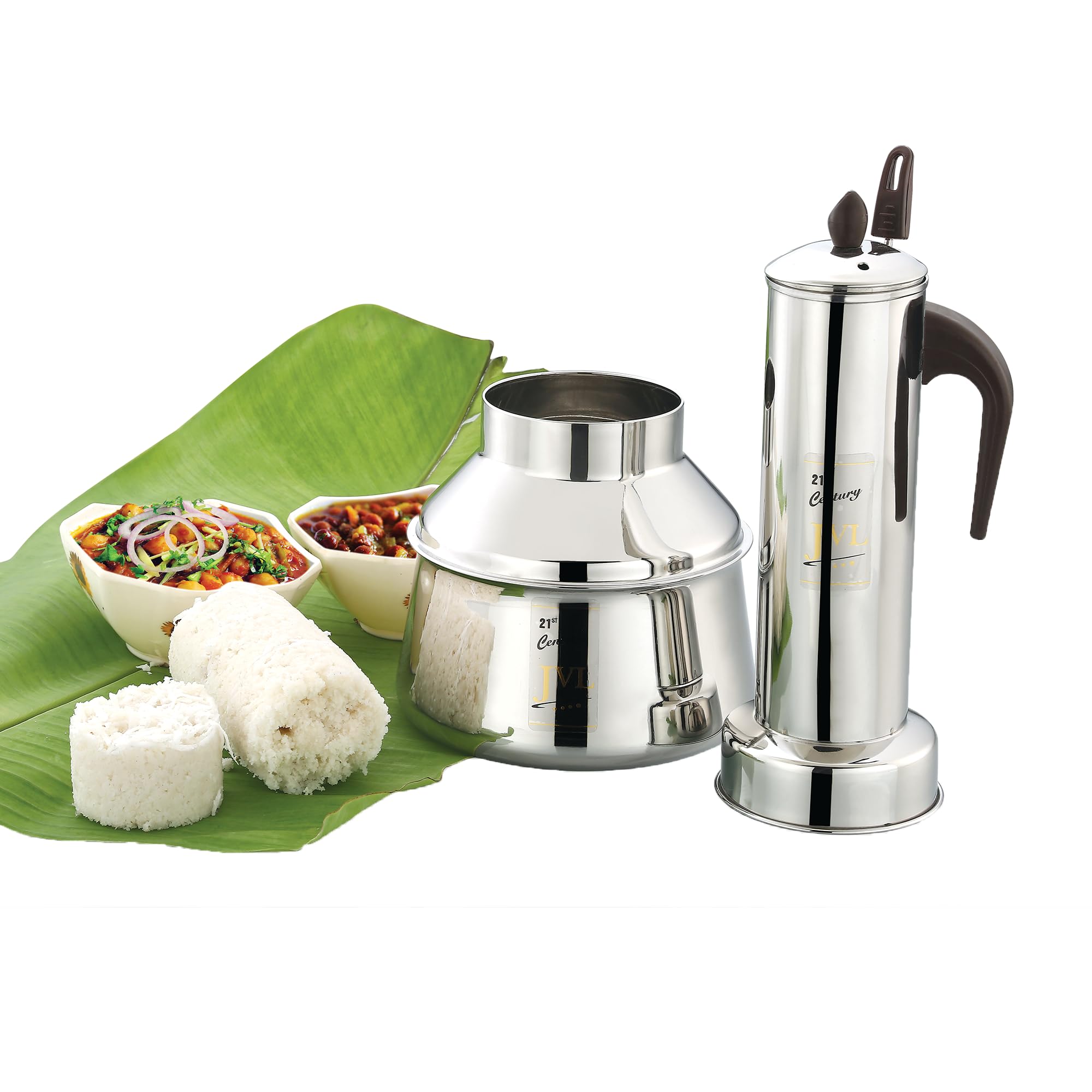 Premium Stainless Steel Puttu Kudam Maker - Authentic South Indian Round Puttu Steamer for Healthy Breakfast - Perfect for Traditional Kerala Rice Cakes & Coconut Recipes at Home