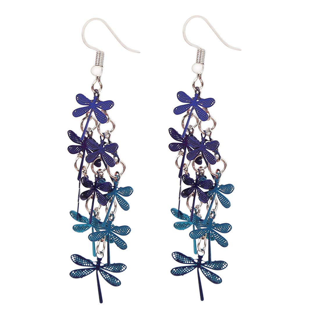 Underleaf Women's Dragonfly Hollow Tassel Dangle Hook Earrings - Fashion Bohemian Jewelry for Christmas Gifts, Party & Wedding Accessories
