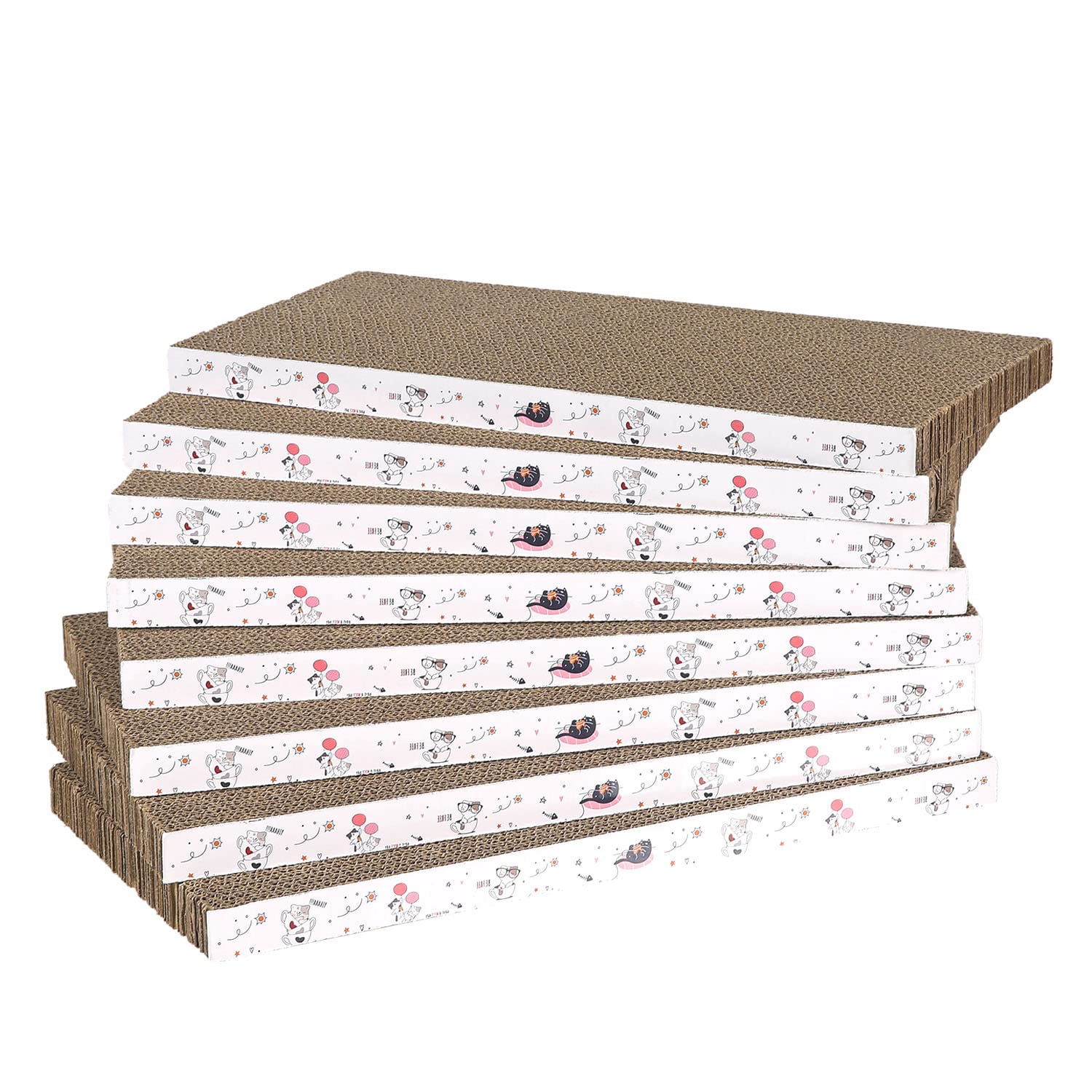 8-Pack Reversible Cat Scratch Pad - Durable Recyclable Cardboard Cat Scratcher for Clawing, Resting & Play | Premium Cat Furniture for Kittens & Adult Cats | Perfect for Living Rooms, Bedrooms & Home Offices