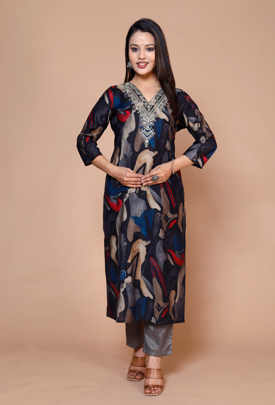 Stylish Black Digital Printed Muslin Cotton Kurta & Pant Set with Dupatta for Women (D1109) - Perfect for Festivals, Weddings & Ethnic Occasions
