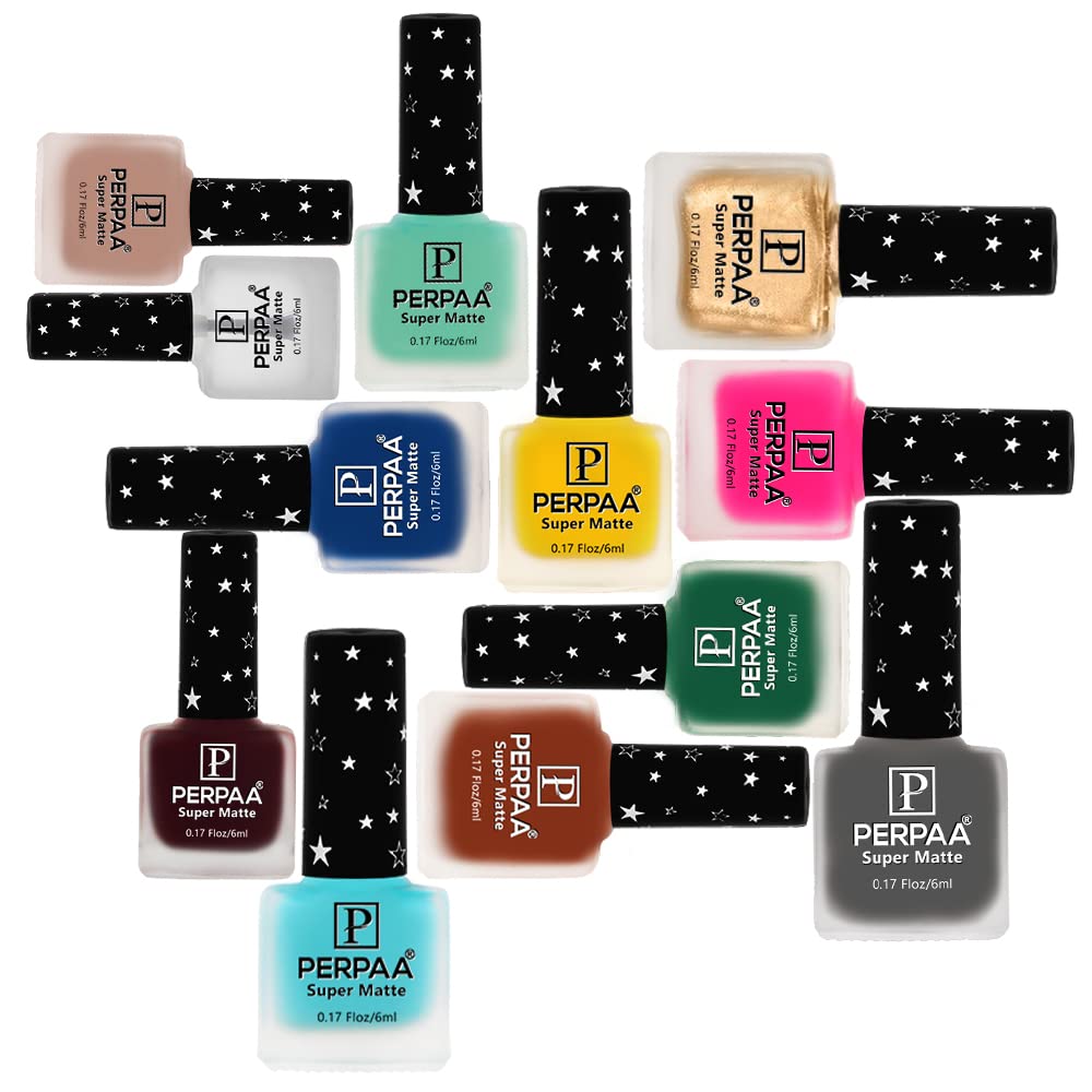 PERPAA® Super Matte Quick-Dry Nail Polish - Long Lasting, Chip Resistant Nail Paint for Women - 12 Colors Nail Kit Combo (6ml Each) - Perfect for Daily Wear, Parties & Special Occasions