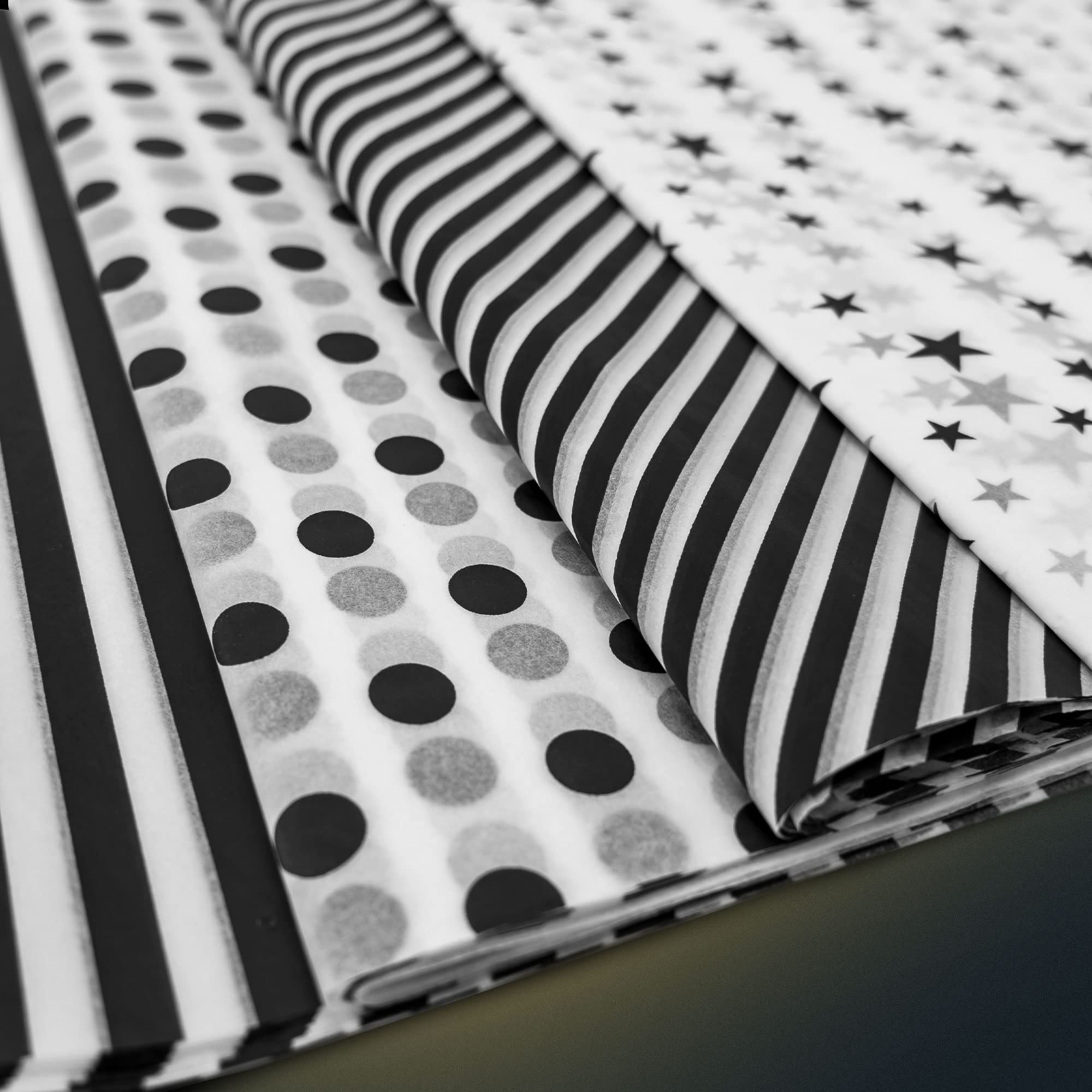 Hi Sasara 120 Sheets Black and White Tissue Paper Bulk - 14
