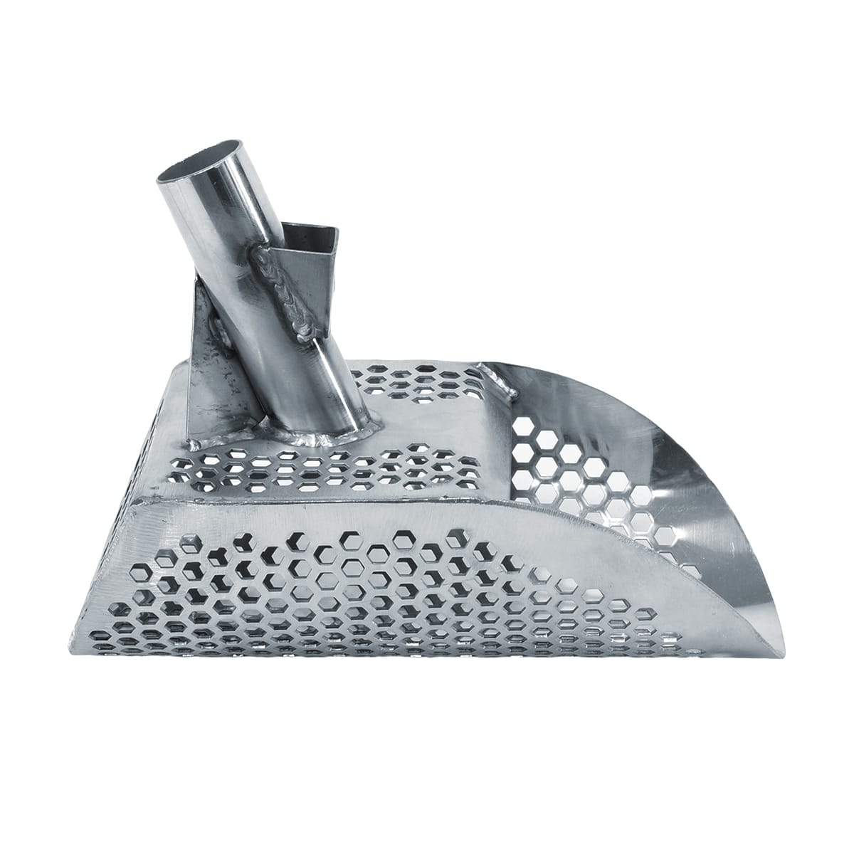 Poseidon 10 x 5 Stainless Steel Sand Scoop with Hexagon Holes for Metal Detecting - Perfect for Beach Treasure Hunting and Gold Prospecting