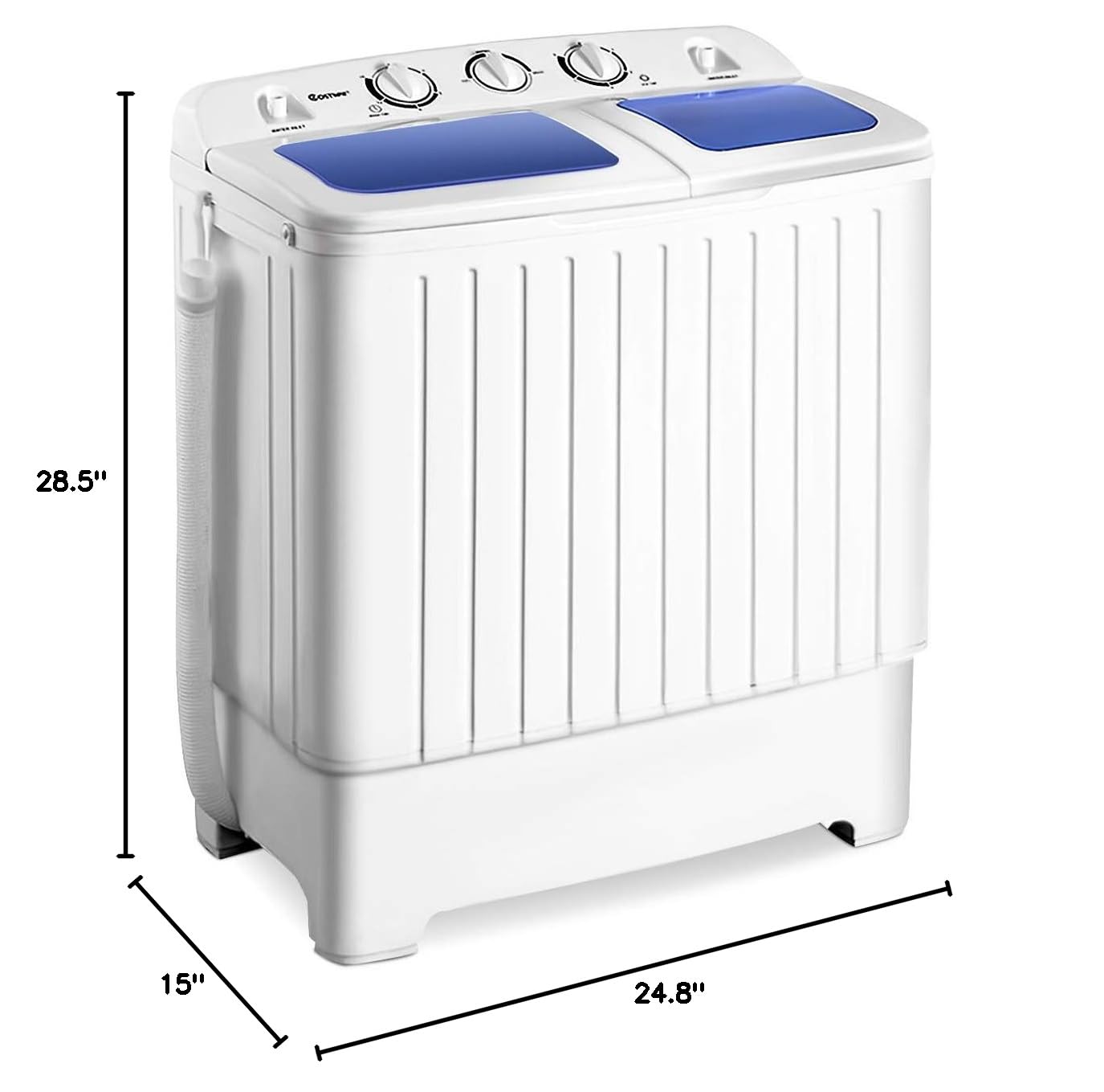 Giantex 20lbs Portable Twin Tub Washing Machine - Compact Mini Washer & Spinner for Apartments, Camping, RVs - Blue & White | Perfect for Small Spaces, Travel & Off-Grid Living