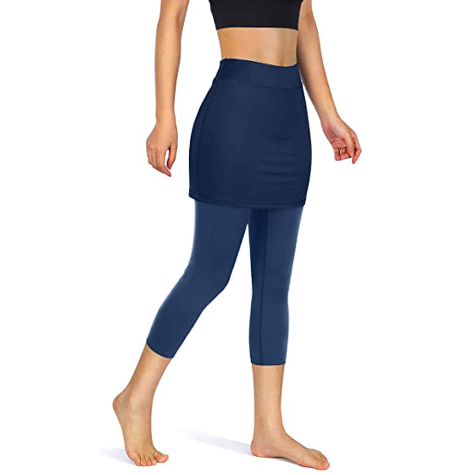 VOWUA Women's Skirted Leggings with Pockets - High Waist Yoga Pants with Built-in Skirt for Running, Tennis & Workout | Comfortable Athletic Wear for Gym, Fitness & Casual Outfits