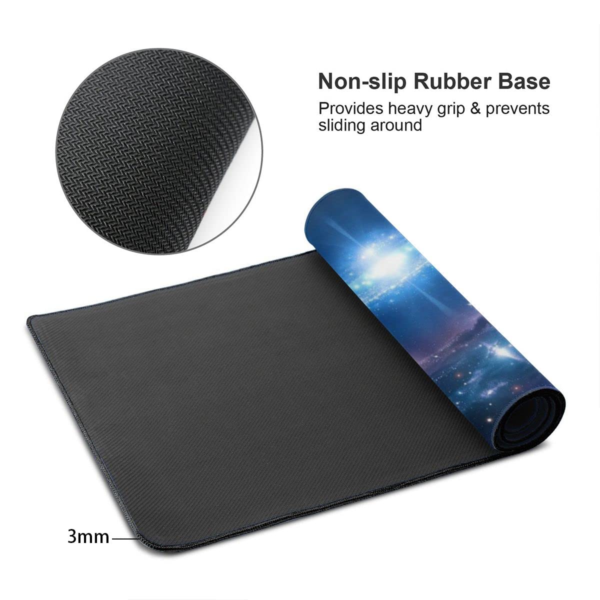 Galaxy Themed Gaming Mouse Pad - Extra Large Non-Slip Rubber Base with Stitched Edges | Waterproof Desk Protector for Office, Home & Gaming | Perfect for PC, Laptop & Workstation Setups
