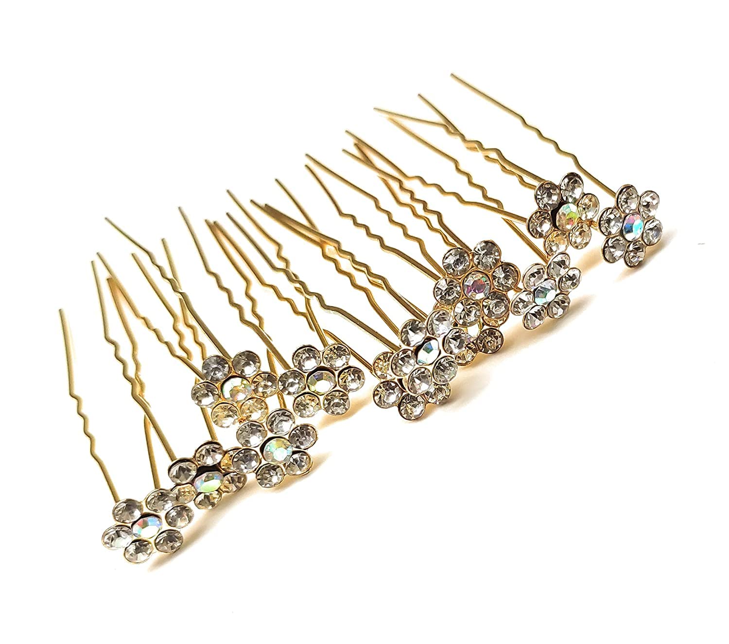 JAGMOOLYA PRODUCTS 18-Pack Silver White Rhinestone Hair Clips - Crystal Flower Juda Hair Pins for Women, Bridal Wedding Hair Accessories - Perfect for Parties, Prom, and Special Occasions